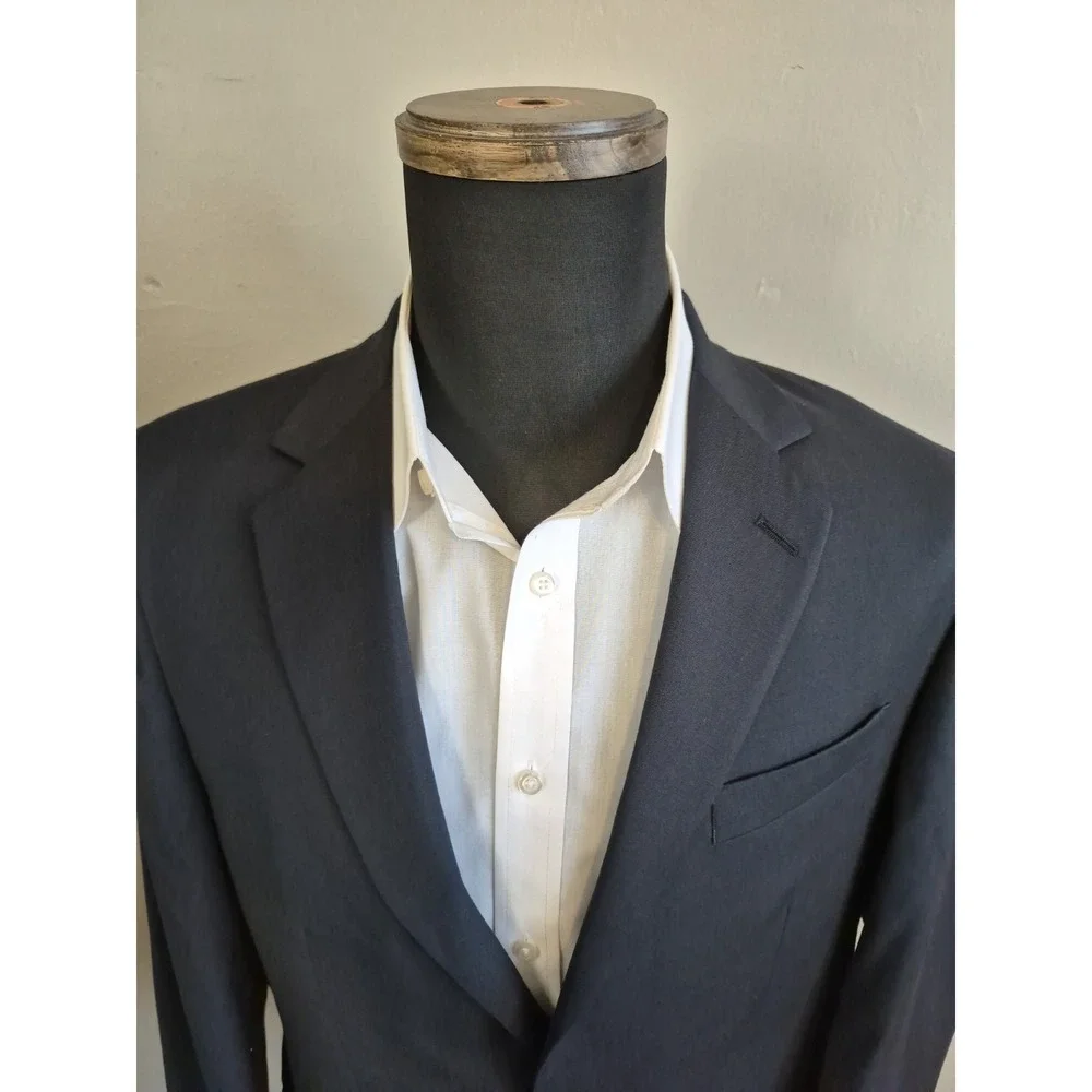 Pronto Uomo Mens Wool Sports Coat 40R Black 2 Button Blazer Italy Fabric